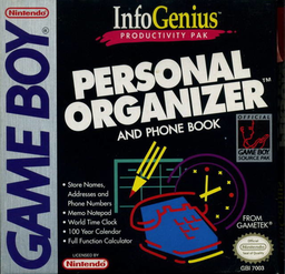 InfoGenius Productivity Pak: Personal Organizer and Phone Book box art for GameBoy